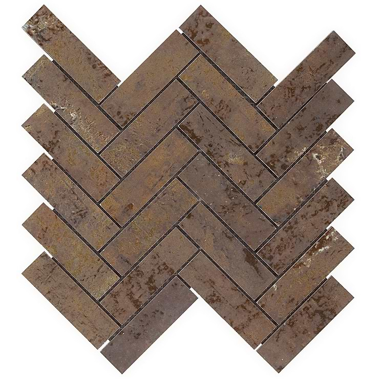 Portrait Copper 1x4 Herringbone Matte Porcelain Mosaic Tile