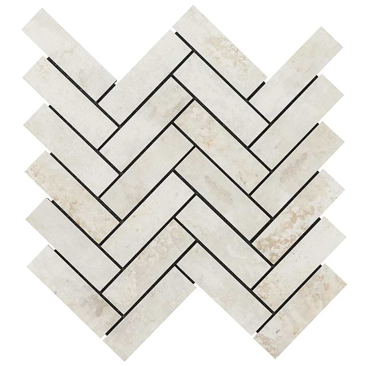 Portrait Ivory 1x4 Herringbone Matte Porcelain Mosaic Tile