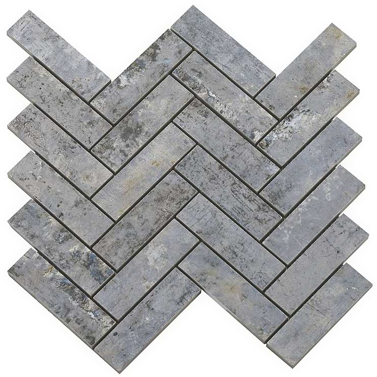 Portrait Ocean Blue 1x4 Herringbone Matte Porcelain Mosaic Tile