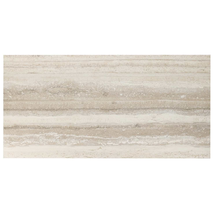 Romani Travertine Crema Beige 24x48 Stone Look Satin Porcelain Tile