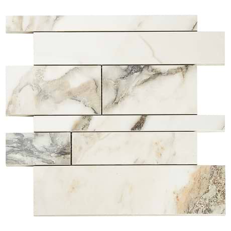 DreamStone Calacatta Rustico Railroad Polished Porcelain Mosaic