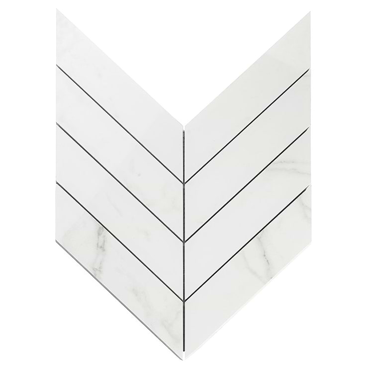 DreamStone Statuario Venato 2x8 Chevron Polished Porcelain Mosaic