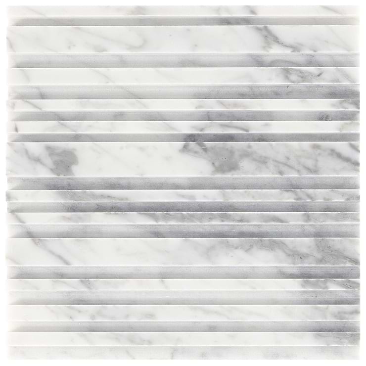 Barcode by Michael Habachy Entero Carrara White 8x8 Textured 3D Honed Marble Tile