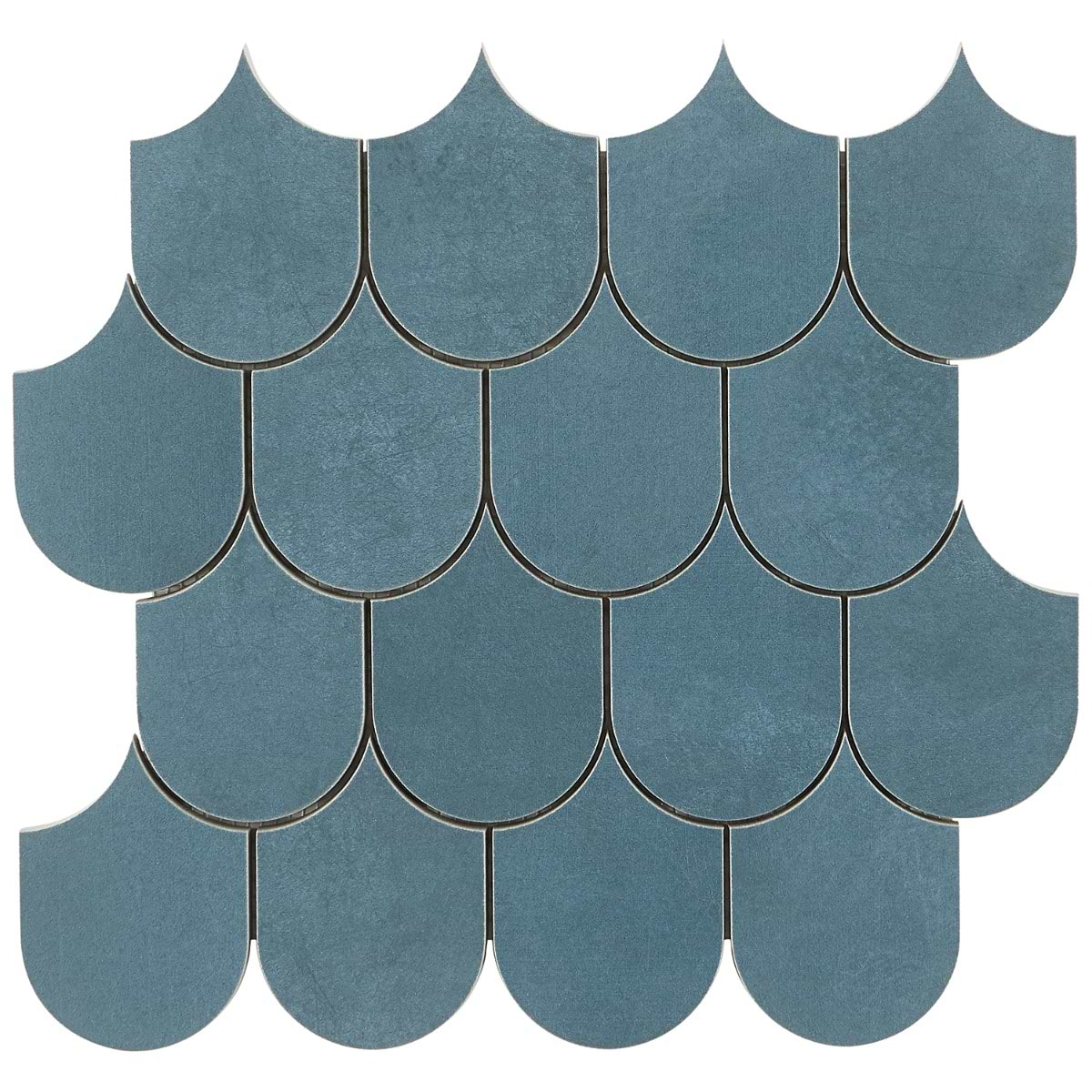 Bond Indio Blue Fishscale Plume Matte Porcelain Mosaic Tile