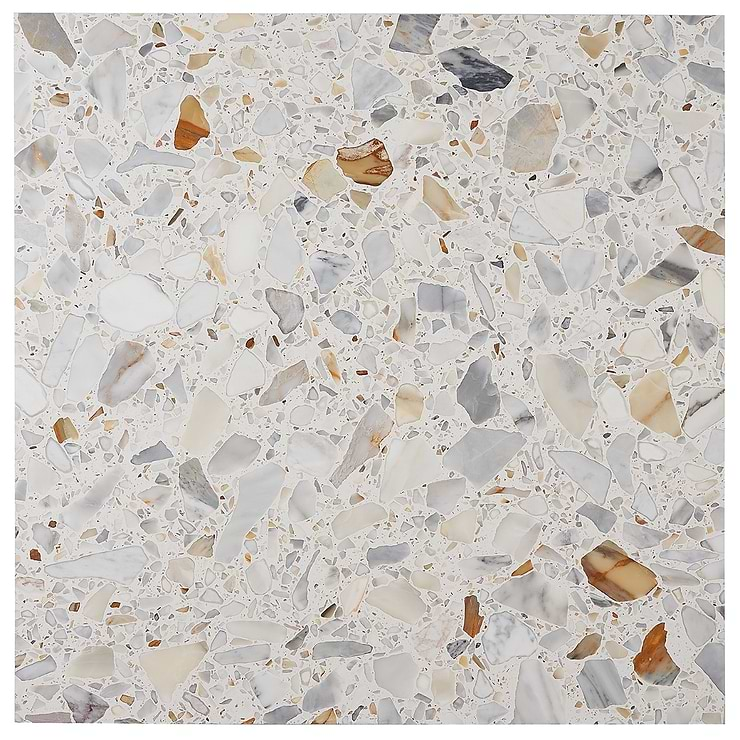 Terrazzo Italy Sacra Calacatta White 24x24 Honed Terrazzo Tile