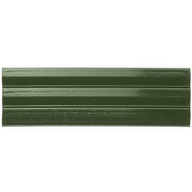 Ponto Verde Green Fluted 5x16 3D Polished Porcelain Tile