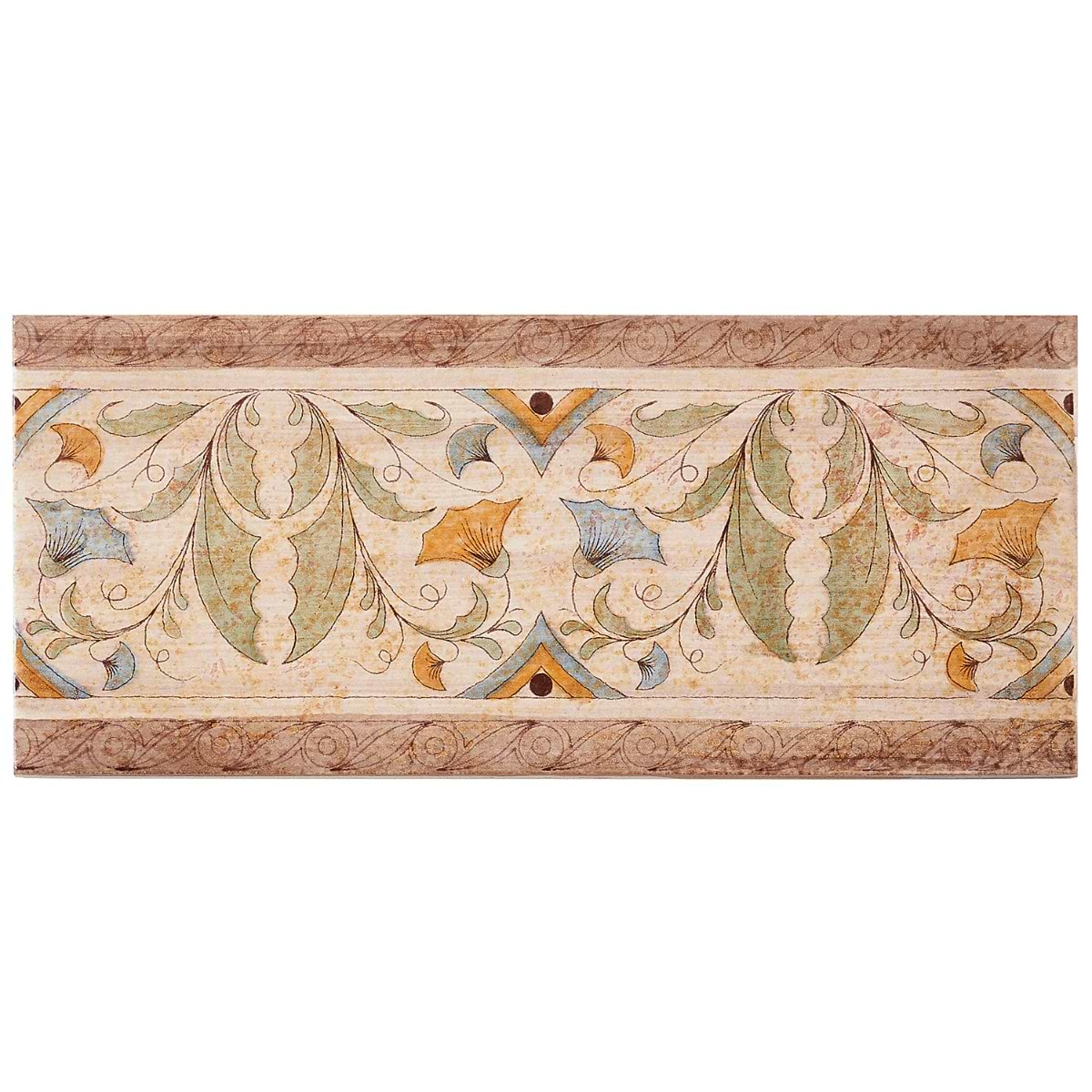 Burgos Terracotta Deco Garden 6x14 Hand Painted Porcelain Border