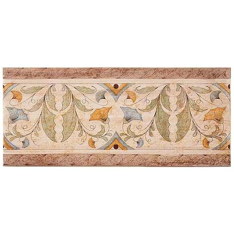 Burgos Terracotta Deco Garden 6x14 Hand Painted Porcelain Border