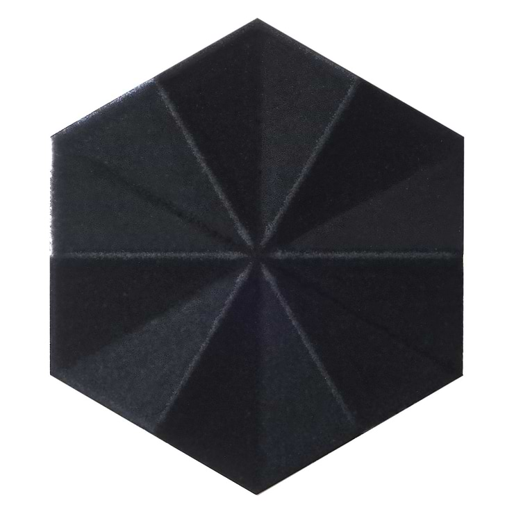 Zeal Ogassian 3D 6" Hexagon Gunmetal Gray Glazed Porcelain Tile