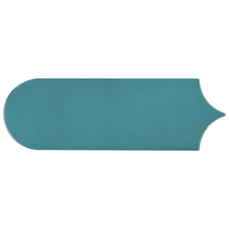 Parry Teal Blue 3x8 Fishscale Glossy Ceramic Wall Tile