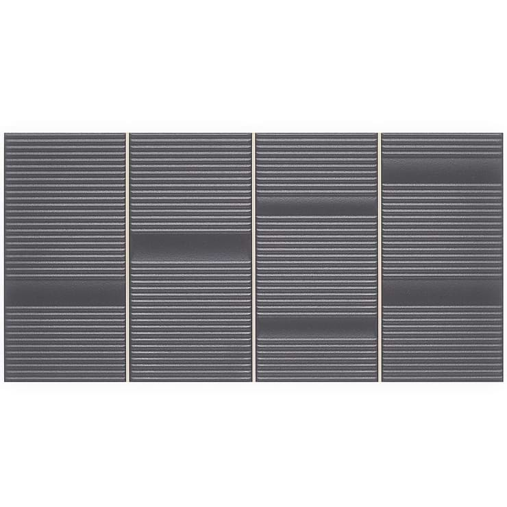 Division Antracite Black 8x16 Fluted 3D Matte Ceramic Wall Tile