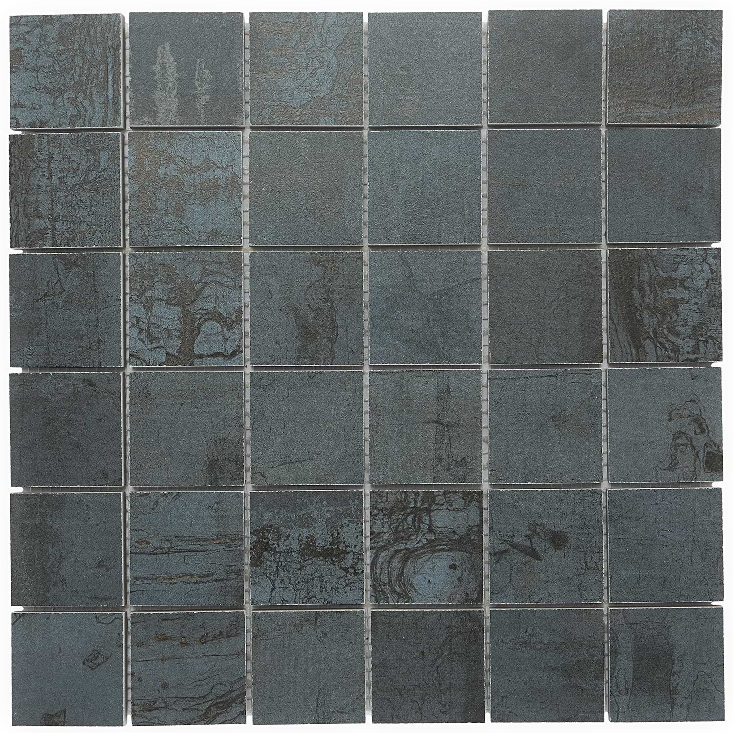 Angela Harris Inspira Oxide Metallic Blue 2x2 Matte Porcelain Mosaic Tile