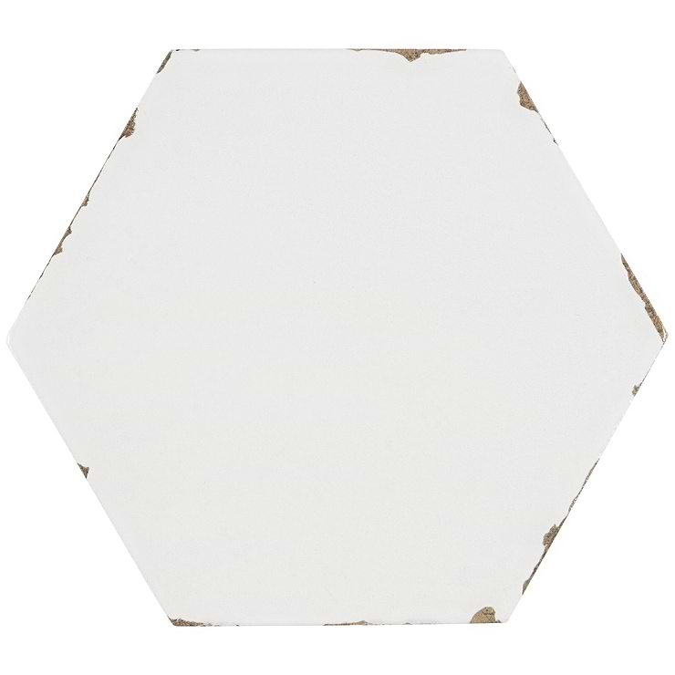 Sasha Hex Solaro White 6" Matte Porcelain Hexagon Tile