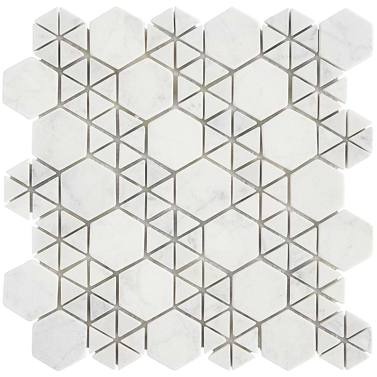 Aspekt Hex Matte White Carrara Mosaic