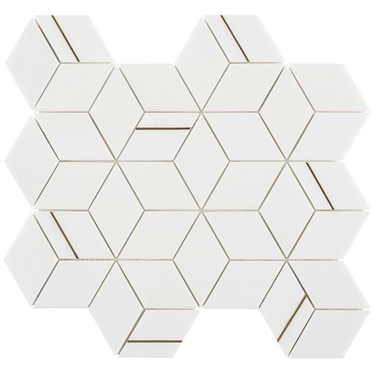 Morgana Thassos Polished Marble and Brass Mosaic Tile