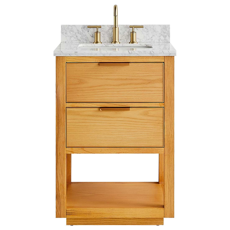 Dayton 24" Woodgrain Vanity with Carrara Marble Top and Ceramic Basin