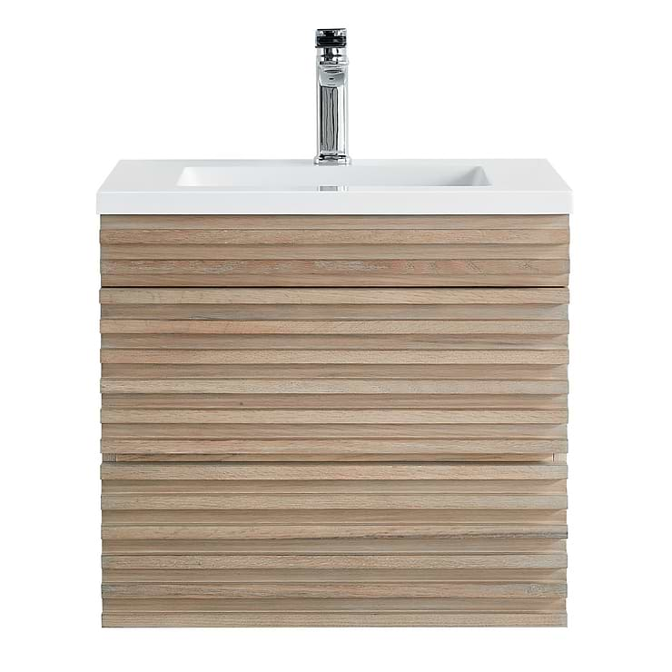 Gibson Light Wood 24" Single Vanity with Integrated White Acrylic Top