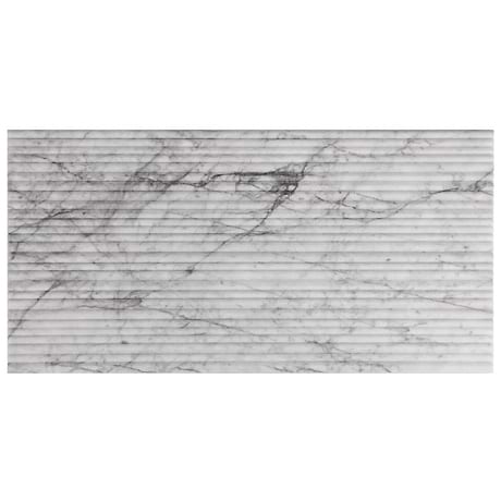 Waves White Lion 12x24 Fluted 3D Honed Marble Tile
