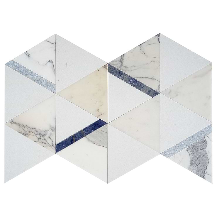 Tres Calacatta Azul 6x7 Polished Marble Mosaic Tile