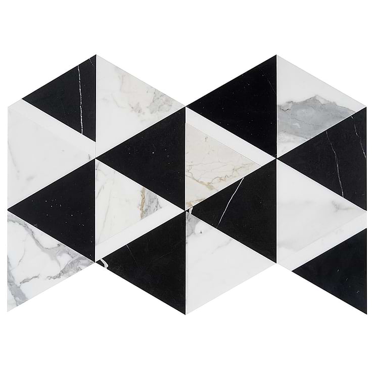 Tres Gris Nero 6x7 Polished Marble Mosaic Tile