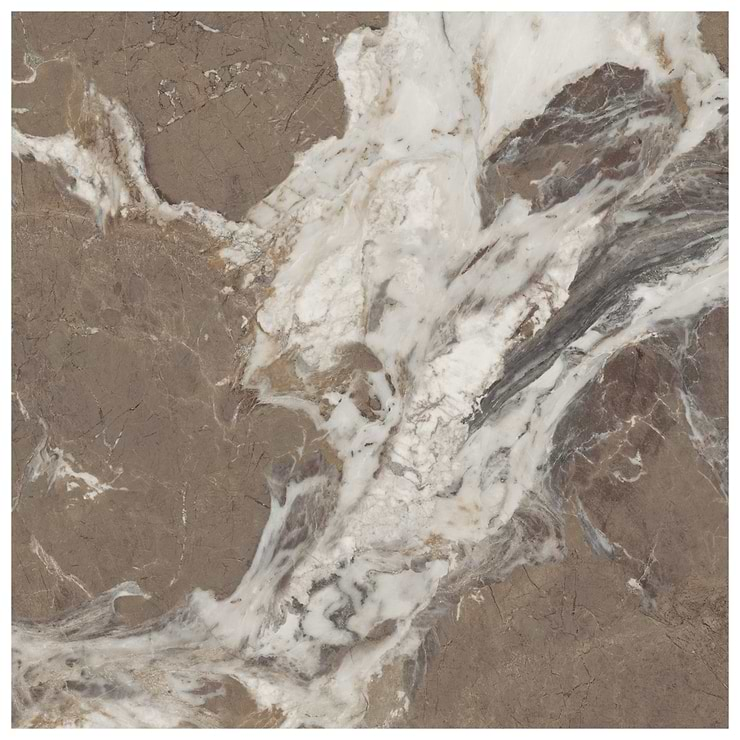 Autograph Espresso Brown 48x48 Marble Look Satin Porcelain Tile