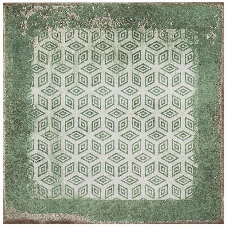 Los Lunas Deco Green 8x8 Matte Porcelain Tile