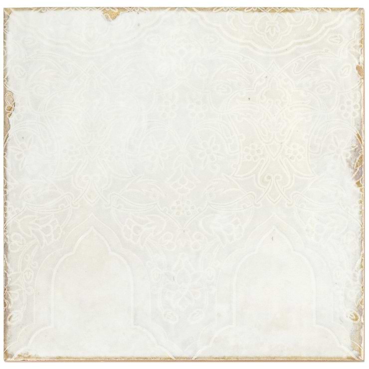 Angela Harris Dunmore Tirreno Decor 8x8 Polished Ceramic Wall Tile- White and Beige