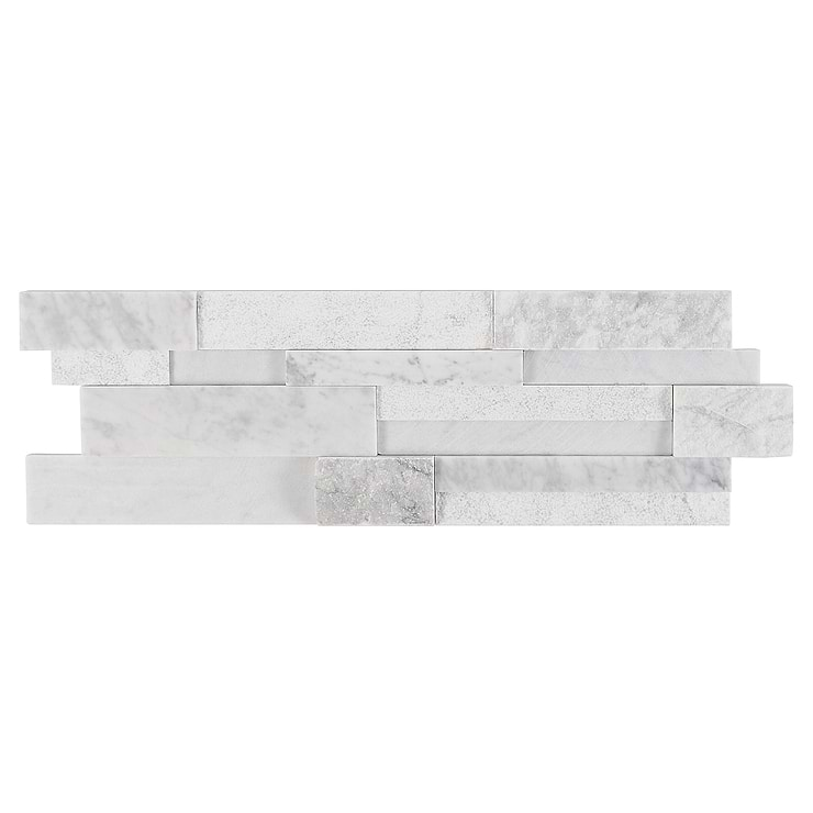 StackStone 3D Snow White Marble Ledger Panel Mosaic Wall Tile