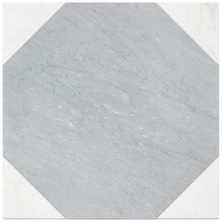 Cadre Giotto Carrara and Italian Gray 20x20 Polished Marble Mosaic Tile