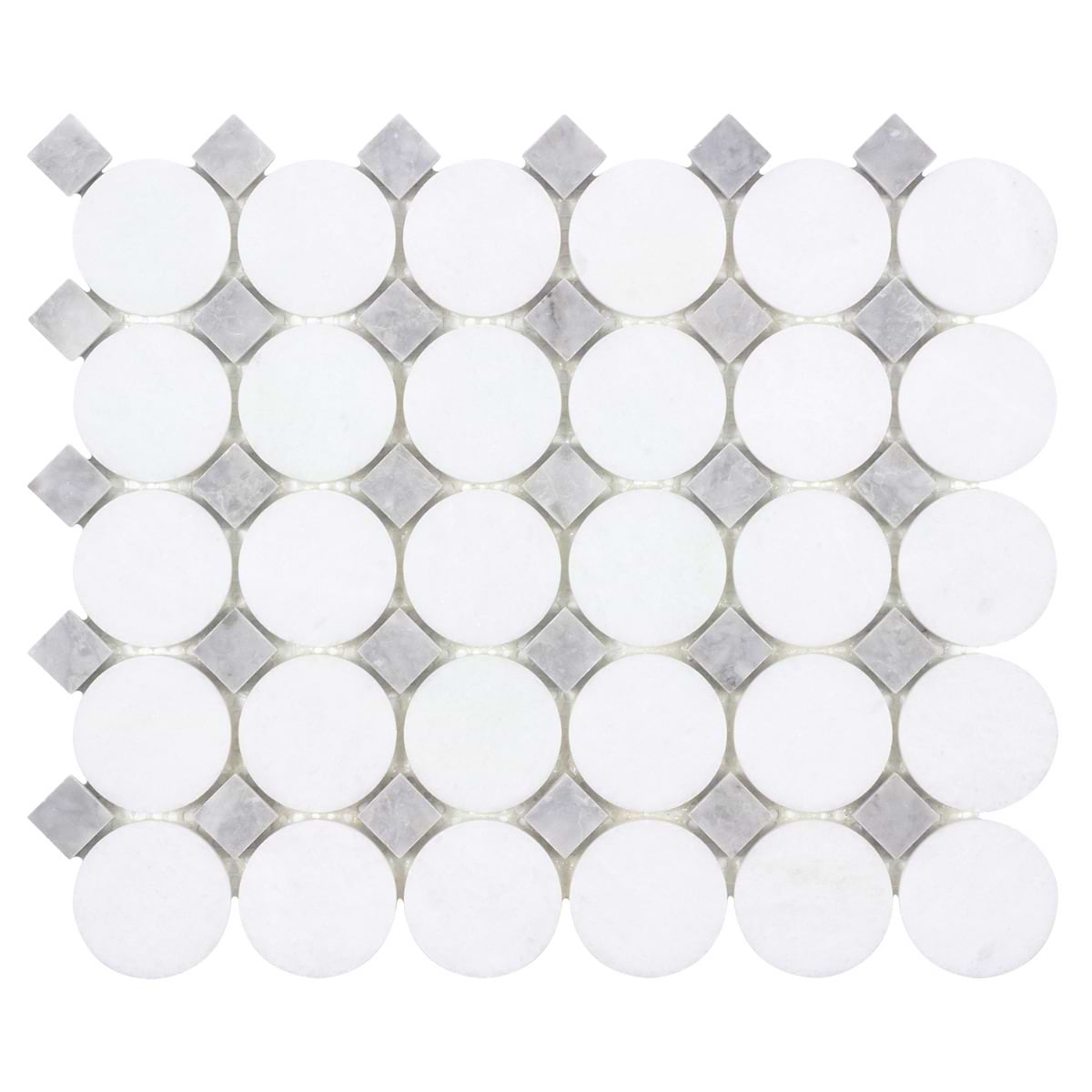 Euphoria Marble Parador Gray and White Thassos Polished Mosaic Tile