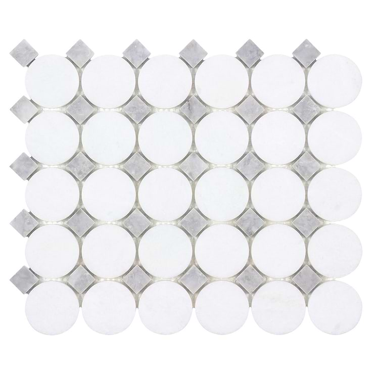 Euphoria Marble Parador Gray and White Thassos Polished Mosaic Tile