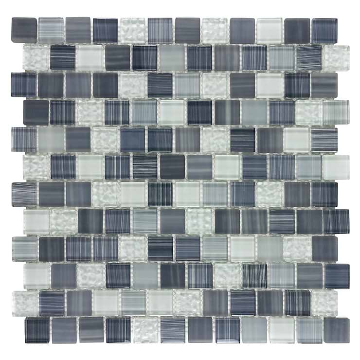 Watercolors Twilight Gray 1x1 Glass Mosaic