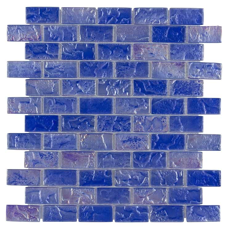 Watercolors Iridescent Sea Blue 1X2 Brick Glass  Mosaic