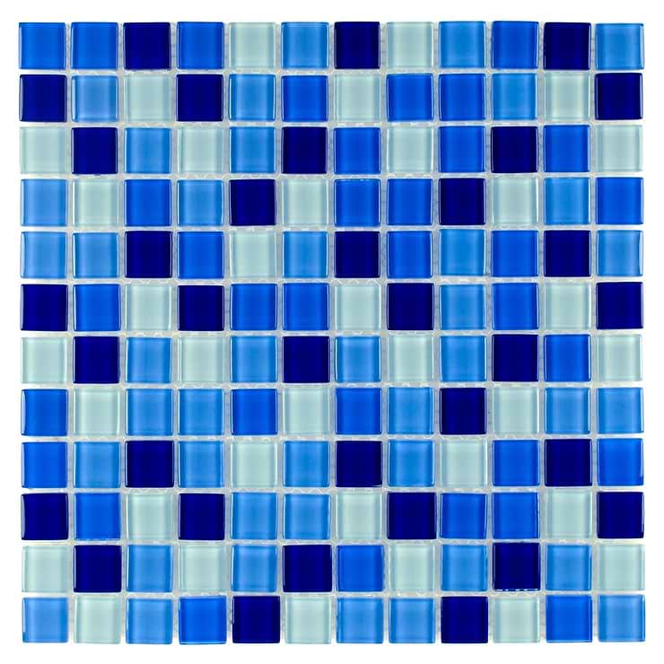Watercolors Moody Blue 1x1 Glass Mosaic