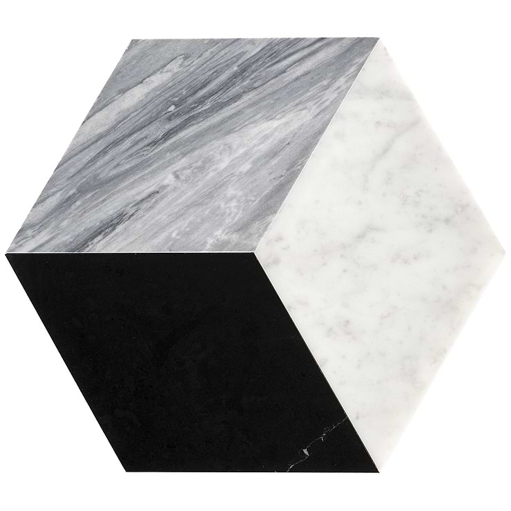 Havasar Grigio Gray 8x9 Honed Marble Mosaic Tile