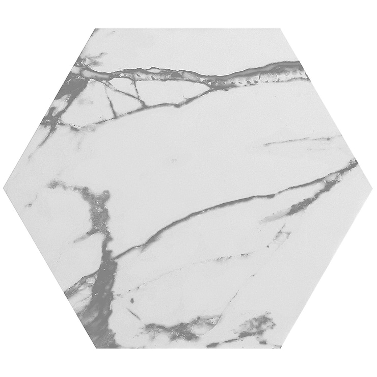 Calacatta Gray 10" Hexagon Matte Porcelain Tile
