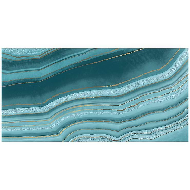 Agate Art Ocean Green 24x48 Artisan Decor Polished Porcelain Tile
