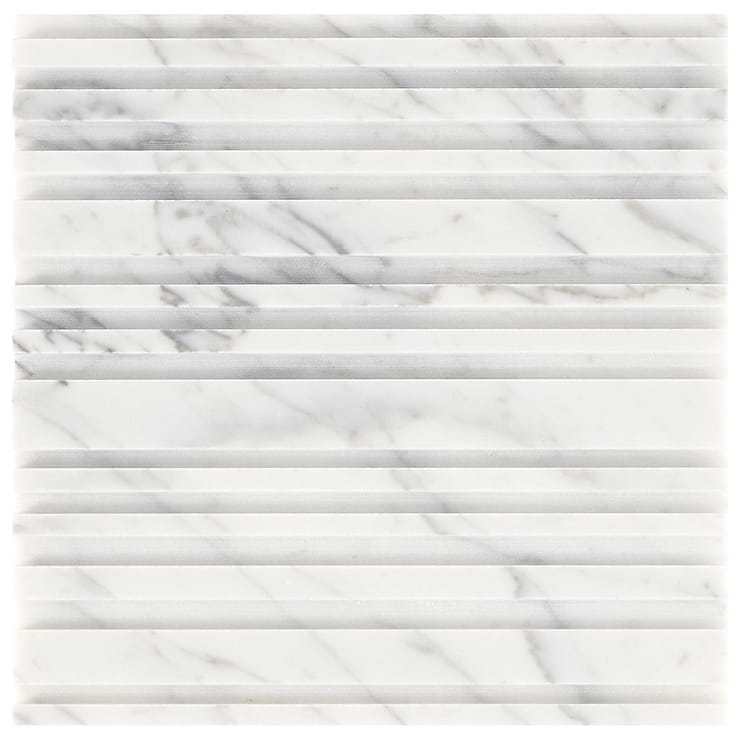 Barcode by Michael Habachy Entero Carrara White 8x8 Textured 3D Honed Marble Tile