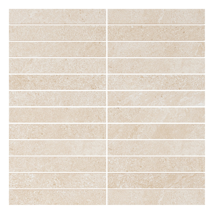 Era Crema Beige 1x6 Stacked Limestone Look Matte Porcelain Mosaic Tile