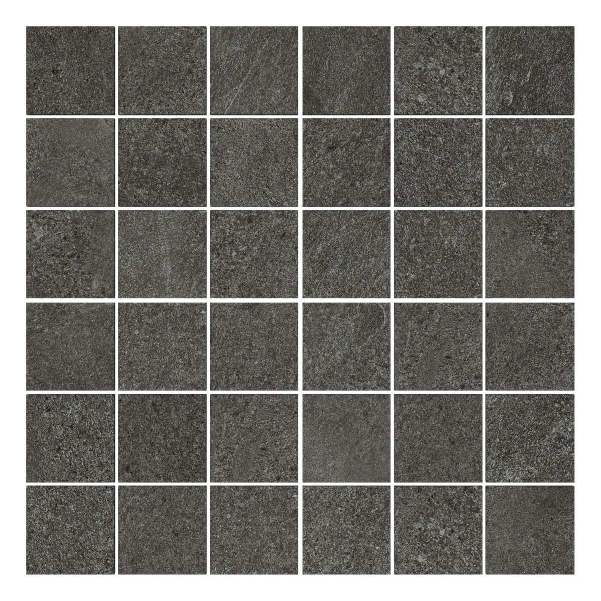 Era Charcoal Black 2x2 Limestone Look Matte Porcelain Mosaic Tile