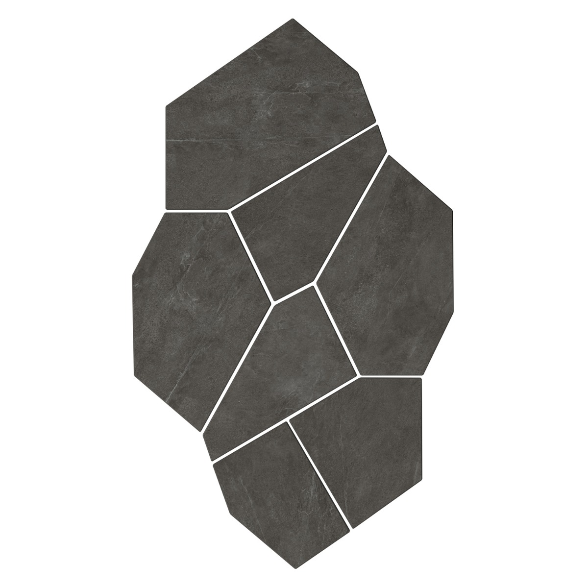 Era Charcoal Black Organic Pattern Limestone Look Matte Porcelain Mosaic Tile