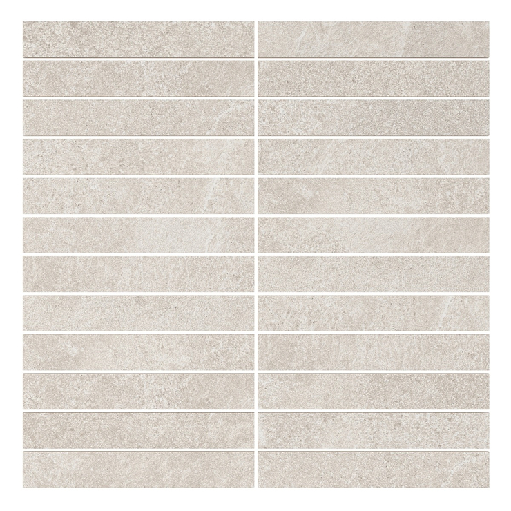 Era Linen White 1x6 Stacked Limestone Look Matte Porcelain Mosaic Tile