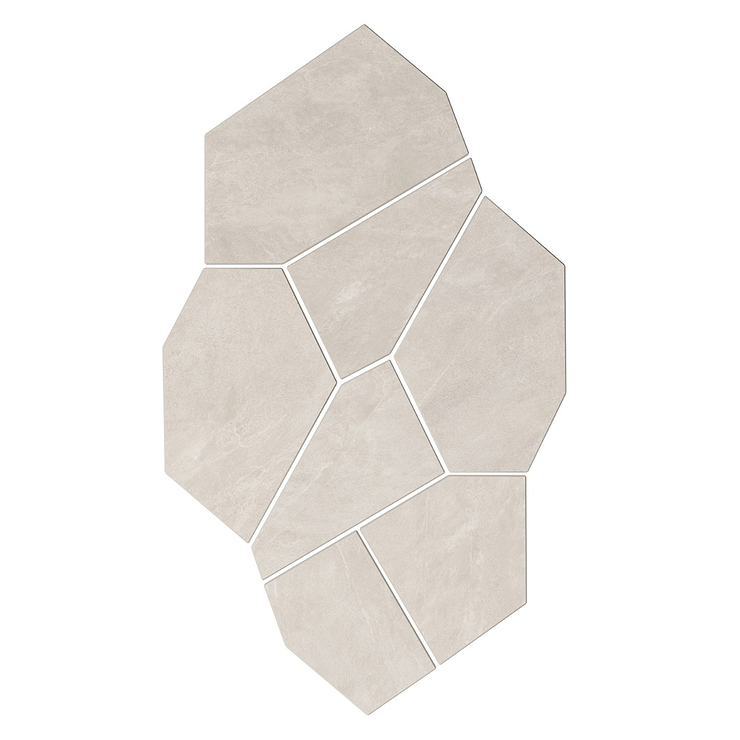 Era Linen White Organic Pattern Limestone Look Matte Porcelain Mosaic Tile