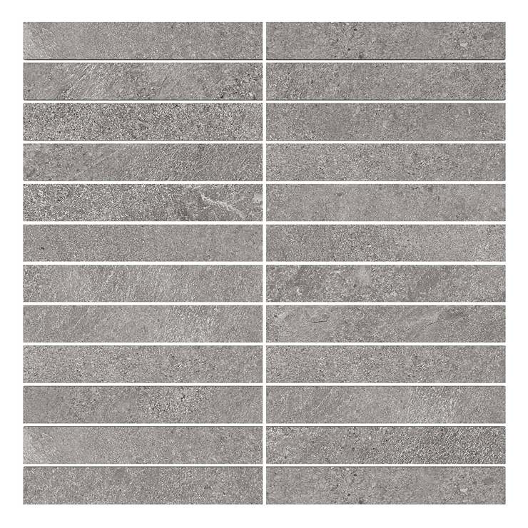 Era Slate Gray 1x6 Stacked Limestone Look Matte Porcelain Mosaic Tile