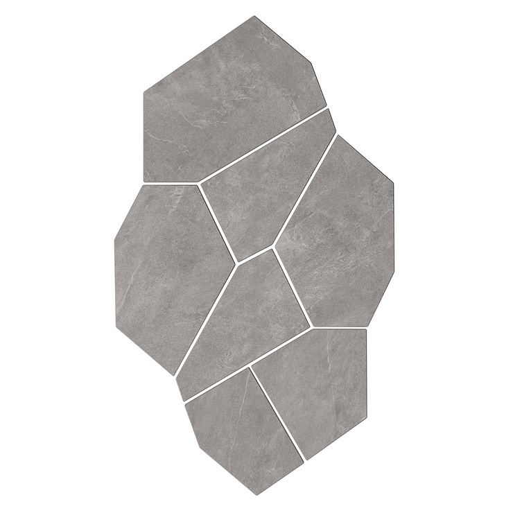 Era Slate Gray Organic Pattern Limestone Look Matte Porcelain Mosaic Tile