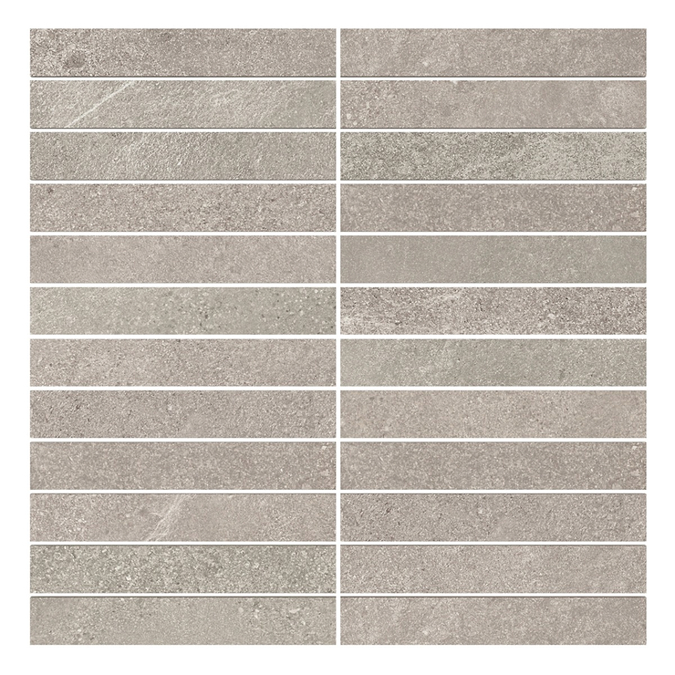 Era Silver Gray 1x6 Stacked Limestone Look Matte Porcelain Mosaic Tile