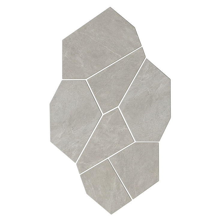 Era Silver Gray Organic Pattern Limestone Look Matte Porcelain Mosaic Tile