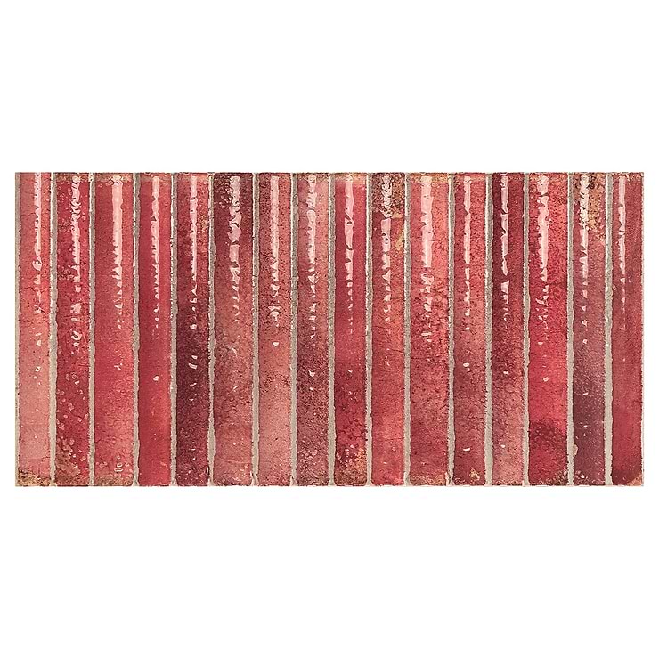 Curve Fluted Red 6x12 3D Glossy Ceramic Tile
