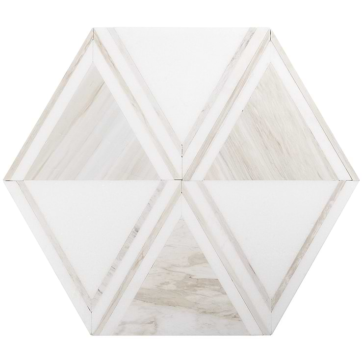 GeoMarble Altair Thassos Sabbia Polished Marble Mosaic Tile