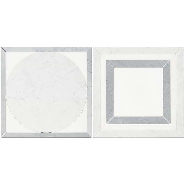 Cadre Grisaille Gray 20x20 Polished Marble Mosaic Tile